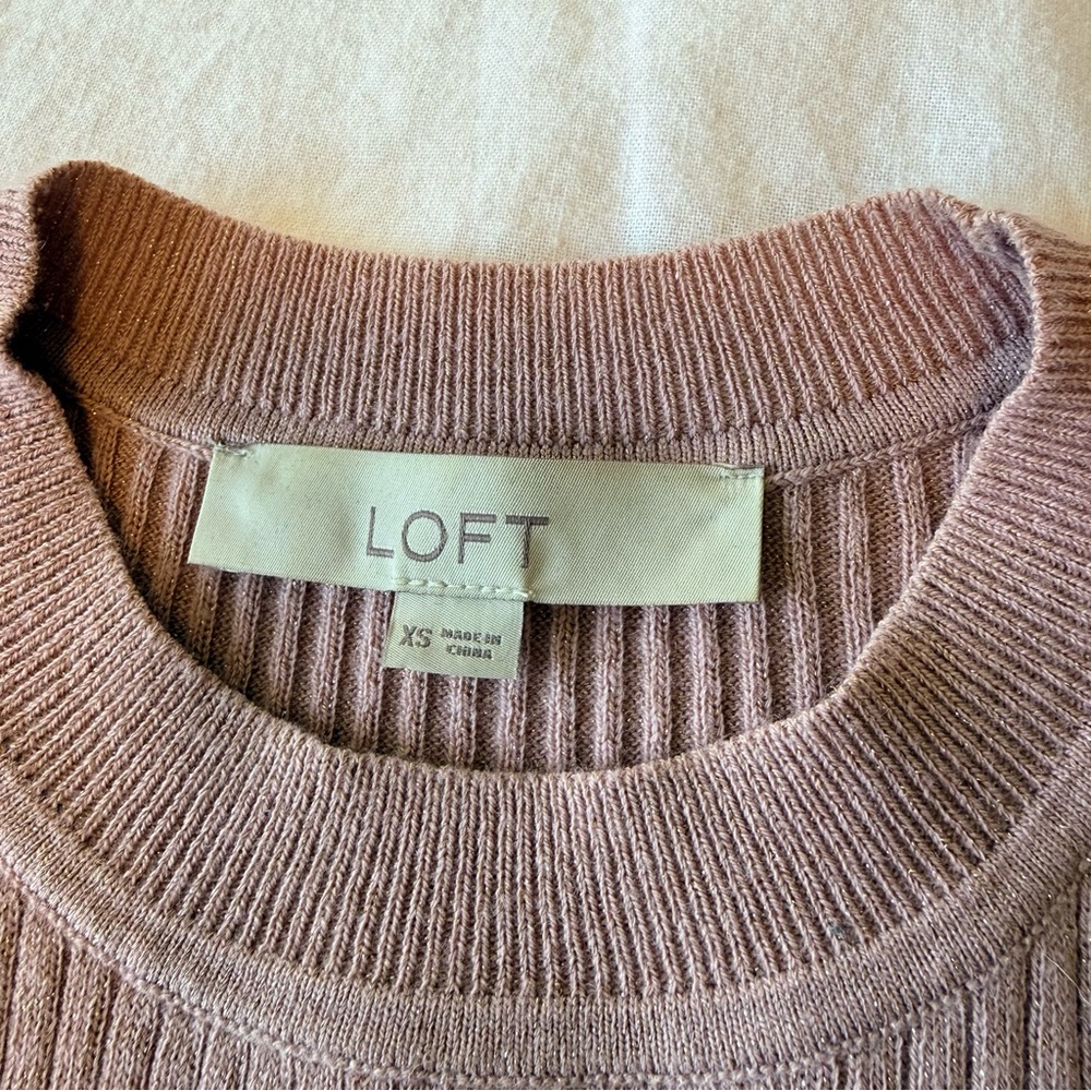 LOFT Mauve Ribbed Knit Top - Picture 4 of 5